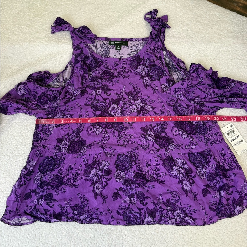 INC cold shoulder floral print top medium - Picture 10 of 11
